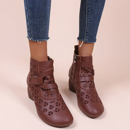 Ankle Boots Ladies Fashion Solid Color Leather Hollow Comfortable Zipper Heel Booties
Ankle Boots Ladies Fashion Solid Color Leather Hollow Comfortable Zipper Heel Booties