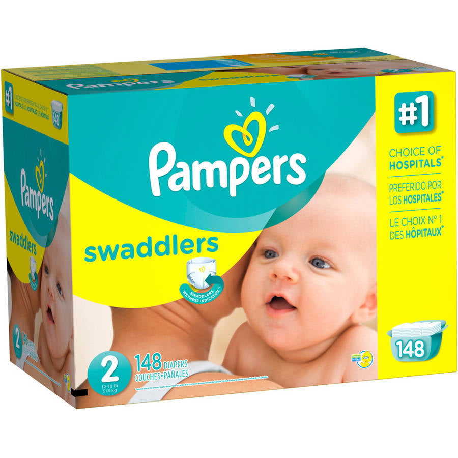 Pampers Swaddlers Diapers, Economy Pack, Size 2, 148 count ...