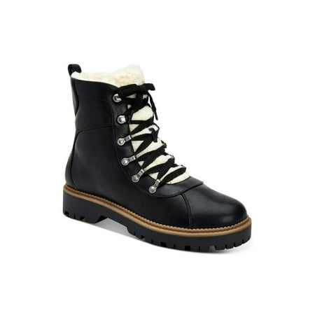 Style & Co. Womens Morggan Faux Leather Cold Weather Combat & Lace-up Boots