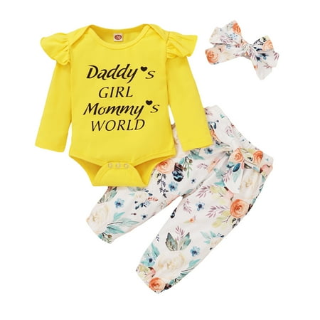 GRNSHTS Infant Baby Girl Autumn Long Sleeve Outfits Daddy s GIRL Mommy WORLD Letter Romper Top+ Floral Pants+Headband Set Yellow 9-12 Months
GRNSHTS Infant Baby Girl Autumn Long Sleeve Outfits Daddy s GIRL Mommy WORLD Letter Romper Top+ Floral Pants+Headband Set Yellow 9-12 Months