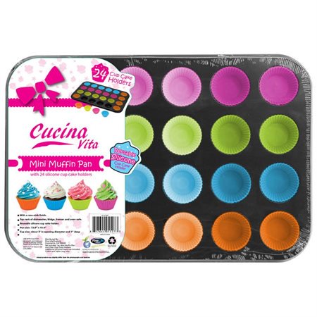 24 HOLE MUFFIN PAN WITH 24 PIECE SILICON CUP CAKE HOLDERS