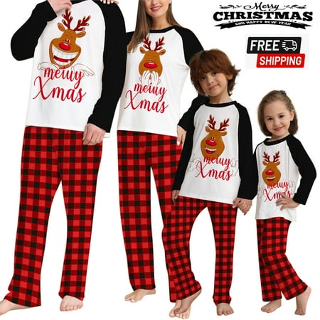 Gueuusu Christmas Pajamas For Family Cartoon Print Long-Sleeve Tops with Plaid Pants Sleepwear for Adult Kid Baby
Gueuusu Christmas Pajamas For Family Cartoon Print Long-Sleeve Tops with Plaid Pants Sleepwear for Adult Kid Baby