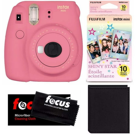 Fujifilm Instax Mini 9 (Pink) w/ Shiny Star Film (1-PK) & Photo Wallet