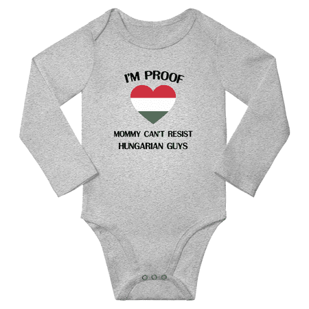 I m Proof Mommy Can t Resist Hungarian Guys Baby Long Sleeve Bodysuit Outfits (Gray 18 Months)
I m Proof Mommy Can t Resist Hungarian Guys Baby Long Sleeve Bodysuit Outfits (Gray 18 Months)
