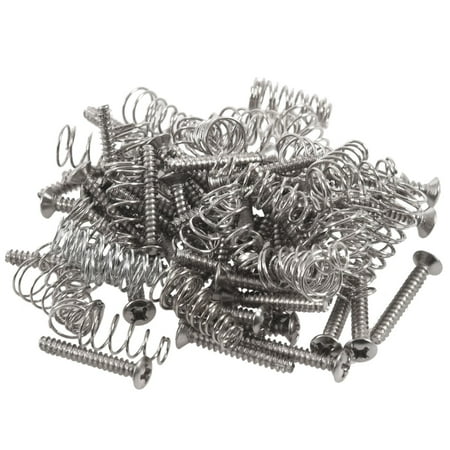 50pcs Chrome Single Coil Pickup Screws & Adjust Height Springs For Fender Guitar