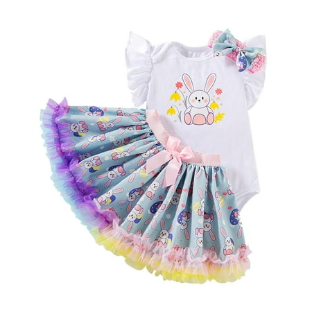 Girls Short Sleeve Easter Cartoon Rabbit Prints Romper Bodysuit Mesh Tulle Skirt Headbands Set Outfits Casual Clothing Sets 12M-18M
Girls Short Sleeve Easter Cartoon Rabbit Prints Romper Bodysuit Mesh Tulle Skirt Headbands Set Outfits Casual Clothing Sets 12M-18M