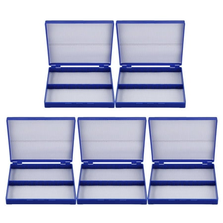 5X Royal Blue Plastic Rectangle Hold 100 Microslide Slide Microscope BoX