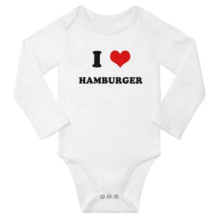 I Heart Hamburger Love Food Baby Long Romper (White 18-24 Months)