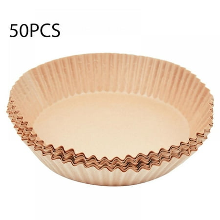 Air Fryer 50 Pcs Round Paper Liners Disposable for 2 to 4.9 Qt Basket 6.3 inch Unbleached Non-stick Oil-proof Parchment Paper