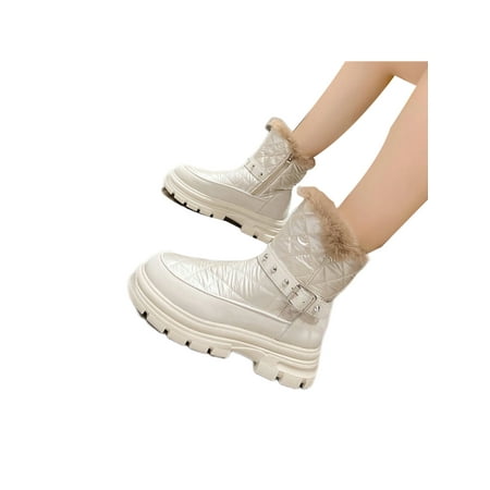 Difumos Women Snow Boots Faux Fur Winter Warm Shoes Side Zipepr Mid Calf Boot Outdoor Fashion Casual Plush Lining Beige 5
Difumos Women Snow Boots Faux Fur Winter Warm Shoes Side Zipepr Mid Calf Boot Outdoor Fashion Casual Plush Lining Beige 5