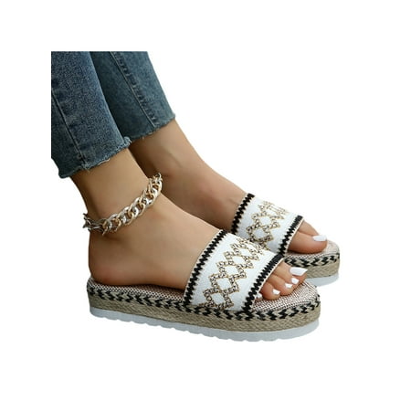 Ritualay Women Summer Slides Peep Toe Platform Sandal Thick Sole Wedge Sandals Ethnic Comfort Espadrille Womens Ladies Slip On Casual Shoes White 8.5
Ritualay Women Summer Slides Peep Toe Platform Sandal Thick Sole Wedge Sandals Ethnic Comfort Espadrille Womens Ladies Slip On Casual Shoes White 8.5