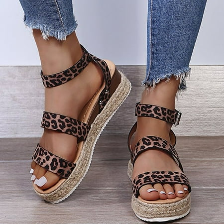 Aayomet Platform Sandals Rope Pattern Women s Heel Buckle Heel Sandals Slope Leopard Women s sandals Brown 9
Aayomet Platform Sandals Rope Pattern Women s Heel Buckle Heel Sandals Slope Leopard Women s sandals Brown 9