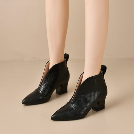 Women‘s Snakeskin Print Ankle Boots Chunky Heel V-cut Pointed Toe Short Boots Casual Slip On High Heels
Women‘s Snakeskin Print Ankle Boots Chunky Heel V-cut Pointed Toe Short Boots Casual Slip On High Heels