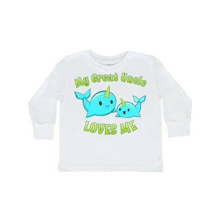 Inktastic My Great Uncle loves me- cute narwhal Gift Toddler Boy or Toddler Girl Long Sleeve T-Shirt