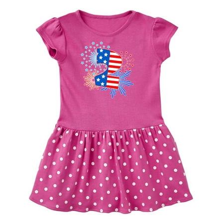 Inktastic Second Birthday- Fourth of July fireworks Gift Toddler Girl Dress