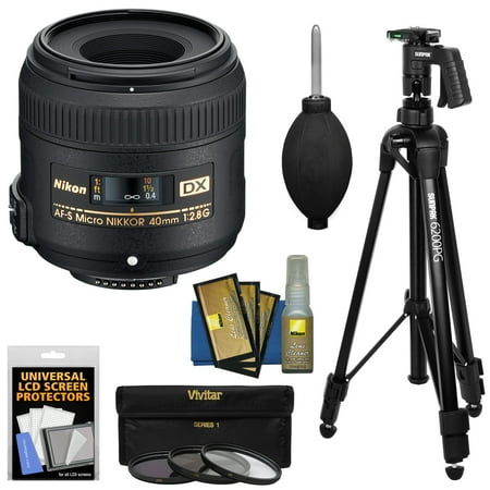 Nikon 40mm f\/2.8 G DX AF-S Micro-Nikkor Lens with 3 UV\/CPL\/ND8 Filters + Pistol Grip Tripod + Kit for D3200, D3300, D5300, D5500, D7100, D7200 Cameras Nikon 40mm f\/2.8 G DX AF-S Micro-Nikkor Lens with 3 UV\/CPL\/ND8 Filters + Pistol Grip Tripod + Kit for D3200, D3300, D5300, D5500, D7100, D7200 Cameras