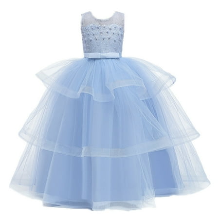 Princess Dresses for Girls Sleeveless Casual Dresses Casual Print Sky Blue 120
