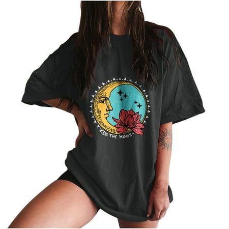 Crop Tops for Women Sequin Tops for Women Women s Vintage Drop Sleeves Funny Skull Sun Moon Print Short Sleeve Tops Blouse High Top Women Savings Clearance Maternity Tops Gray S
Crop Tops for Women Sequin Tops for Women Women s Vintage Drop Sleeves Funny Skull Sun Moon Print Short Sleeve Tops Blouse High Top Women Savings Clearance Maternity Tops Gray S