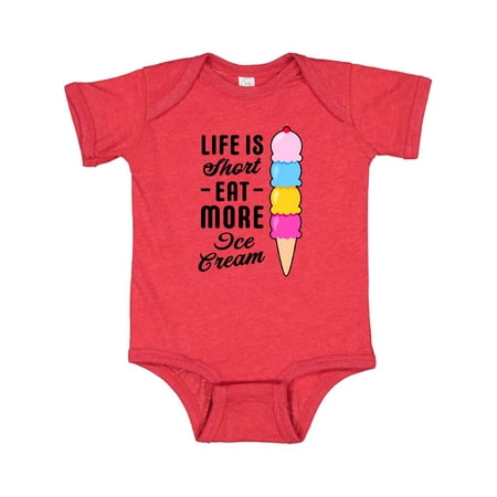 Inktastic Life is Short Eat More Ice Cream Gift Baby Boy or Baby Girl Bodysuit