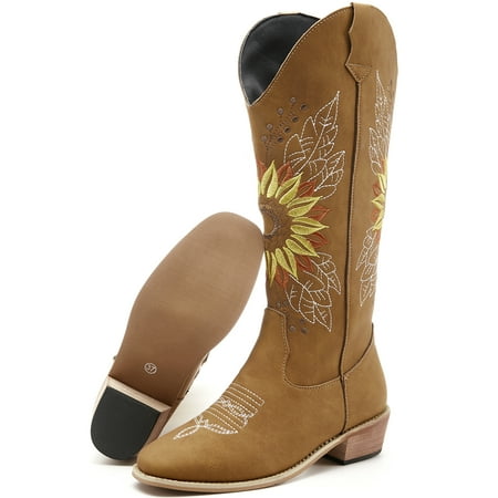 Eloshman Women Embroidered Chunky Wide Calf Western Cowgirl Pointed Toe Cowboy Boots
Eloshman Women Embroidered Chunky Wide Calf Western Cowgirl Pointed Toe Cowboy Boots