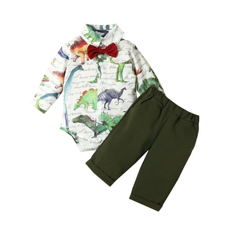 Colisha Loose Party 3Pcs Outfit Set Baby Cute Elastic Waist Jumpsuit Shirts+Pant+Bow Tie Casual Dinosaur Print Dress Suit Green 3-6M
Colisha Loose Party 3Pcs Outfit Set Baby Cute Elastic Waist Jumpsuit Shirts+Pant+Bow Tie Casual Dinosaur Print Dress Suit Green 3-6M