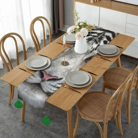 Winter White Tiger Table Runner Imitation Linen Table Runner With Green Tassels For Party And Dining Room 14 x 60
Winter White Tiger Table Runner Imitation Linen Table Runner With Green Tassels For Party And Dining Room 14 x 60