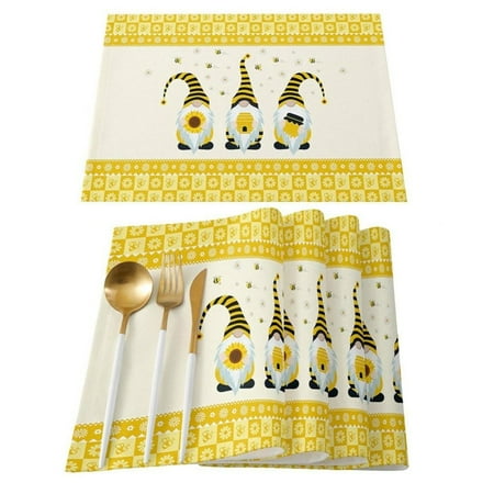Promotions! 4pcs Bee Festival Placemats Non Slip Heat-Resistant Washable Cute Bee Gnomes Table Place Mats For Kitchen Dining Home Decoration
Promotions! 4pcs Bee Festival Placemats Non Slip Heat-Resistant Washable Cute Bee Gnomes Table Place Mats For Kitchen Dining Home Decoration