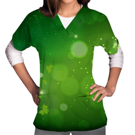 Hfyihgf St. Patrick s Day Scrub_Tops for Womens Funny Clovers Printed Nurse Working Uniform Short Sleeve V Neck Tees with Pockets(01#Green XL)
Hfyihgf St. Patrick s Day Scrub_Tops for Womens Funny Clovers Printed Nurse Working Uniform Short Sleeve V Neck Tees with Pockets(01#Green XL)