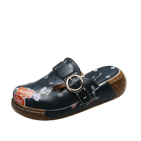 Womens Vintage Wedge Sandals Slip On Thick Sole Casual Mules Floral Printing Closed Toe Summer Comfy Platform Sandals
Womens Vintage Wedge Sandals Slip On Thick Sole Casual Mules Floral Printing Closed Toe Summer Comfy Platform Sandals