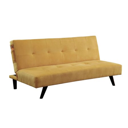 Furniture of America Tami Tufted Fabric Sleeper Sofa Bed in Yellow