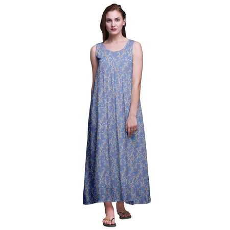 Bimba Rayon Sleeveless Night Gown For Womens Rayon Printed Nightwear Ladies Sleepwear-M