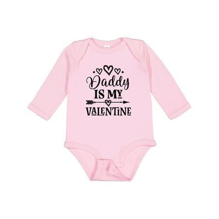 Inktastic Daddy is My Valentine Holiday Gift Baby Girl Long Sleeve Bodysuit