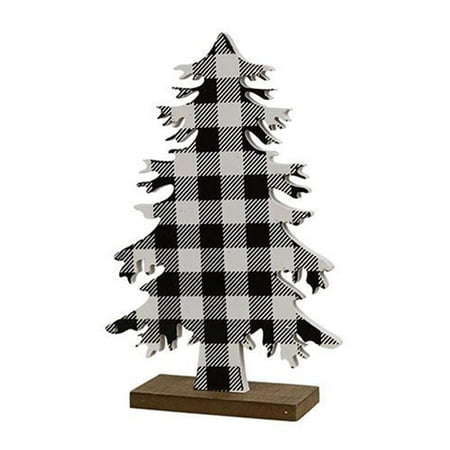 CWI Gifts *Black & White Buffalo Check Wood Tree Medium