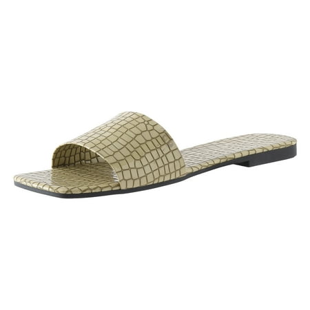 Indoor Slippers For Women Fashion Summer Slippers Flat Bottom Square Toe Open Toe Leather Pattern Solid Color Comfortable Beach Style
Indoor Slippers For Women Fashion Summer Slippers Flat Bottom Square Toe Open Toe Leather Pattern Solid Color Comfortable Beach Style