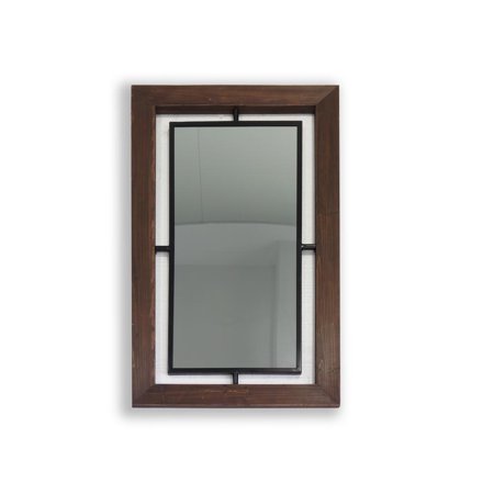 Dante 42in Metal and Wood Wall Mirror