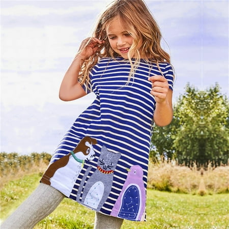 Huilaibazo Girls Dress Toddler Baby Kids Girls Cotton Short Sleeve Casual Dress Cartoon Appliques Striped Princess Dresses
Huilaibazo Girls Dress Toddler Baby Kids Girls Cotton Short Sleeve Casual Dress Cartoon Appliques Striped Princess Dresses