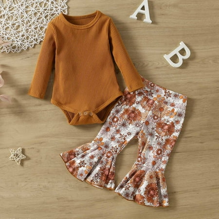 CHGBMOK Clearance Infant Toddler Baby Girls Solid Color Strip Long-Sleeved Romper Print Flared Pants Trousers Two-Piece Set
CHGBMOK Clearance Infant Toddler Baby Girls Solid Color Strip Long-Sleeved Romper Print Flared Pants Trousers Two-Piece Set