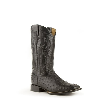 Men s Ferrini Colt Full Quill Ostrich Boots Handcrafted Black