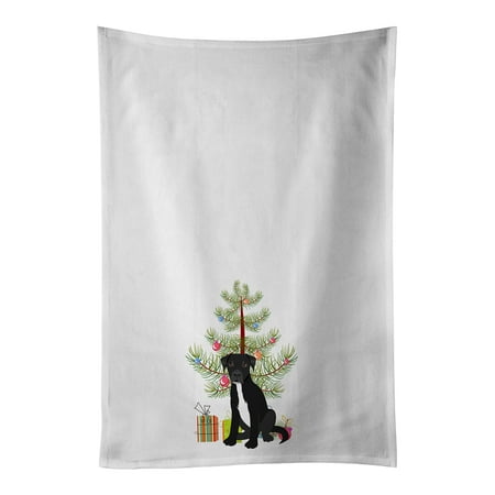 Pit Bull Black #1 Christmas White Kitchen Towel Set of 2 19 in x 28 in