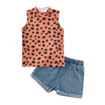 TheFound Summer Fashion Kids Girls 2pcs Clothes Leopard Printed Sleeveless Vest Tops+Denim High Waist Shorts Sets
TheFound Summer Fashion Kids Girls 2pcs Clothes Leopard Printed Sleeveless Vest Tops+Denim High Waist Shorts Sets