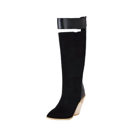 Tepsmf Thigh High Boots Ladies Super High Heel Colorblock Pointed High Boots