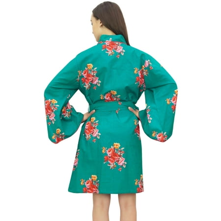 Bimba Women Floral Print Robe With Belt Teal Green Kimono Sleepwear Cover Up - 4
Bimba Women Floral Print Robe With Belt Teal Green Kimono Sleepwear Cover Up - 4