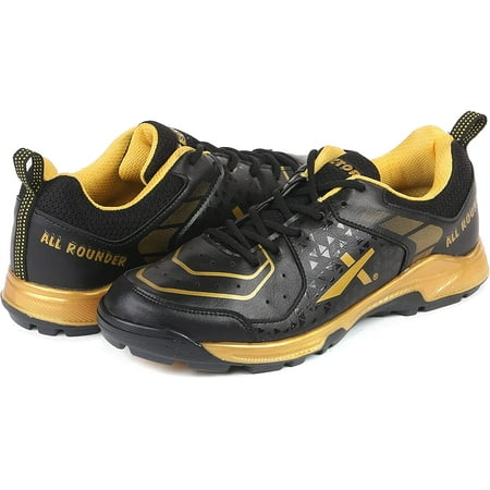 KD Vector Cricket Shoes Rubber PVC Sole Turf & Field Gold Black UK09