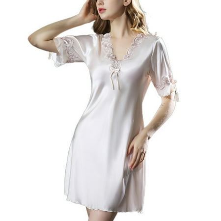 Homgro Women s Satin Nightgown Soft Sexy Short Pajama Dress Short Sleeve Silk Sleep Shirt V Neck Lace Nightshirt Fall Vintage Slim Fit Lightweight Sleepwear Light Pink Beige 6
Homgro Women s Satin Nightgown Soft Sexy Short Pajama Dress Short Sleeve Silk Sleep Shirt V Neck Lace Nightshirt Fall Vintage Slim Fit Lightweight Sleepwear Light Pink Beige 6