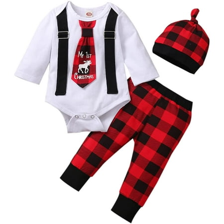 GRNSHTS My First Christmas Baby Boy Girl Clothes Bowtie Long Sleeve Romper+Plaid Pants+Hat 3Pcs Xmas Outfits(White 0-3 Months)
GRNSHTS My First Christmas Baby Boy Girl Clothes Bowtie Long Sleeve Romper+Plaid Pants+Hat 3Pcs Xmas Outfits(White 0-3 Months)