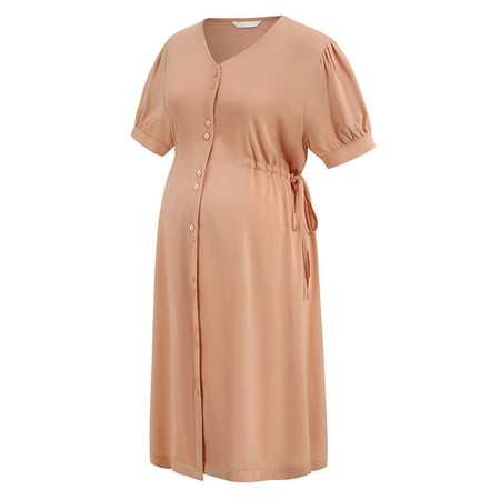 Odeerbi Maternity Dress Womens Fashion Solid Color Buttons Waist Drawstring Short Sleeve Breastfeeding Clothe Dress Pink
Odeerbi Maternity Dress Womens Fashion Solid Color Buttons Waist Drawstring Short Sleeve Breastfeeding Clothe Dress Pink