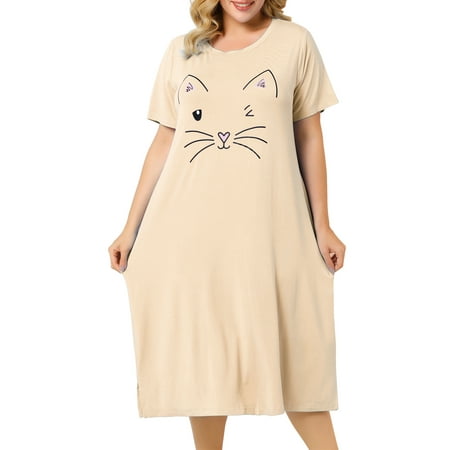 Agnes Orinda Juniors Plus Size Nightgown Cat Print with Pocket Sleep Dress Sleepwear
Agnes Orinda Juniors Plus Size Nightgown Cat Print with Pocket Sleep Dress Sleepwear