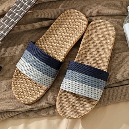 MRULIC slippers for men Men Couples Linen Slip On Stripe Flat Slides Indoor Home Slippers Causal Fashion Comfortable Beach Shoes mens slippers Navy Blue + US:11
MRULIC slippers for men Men Couples Linen Slip On Stripe Flat Slides Indoor Home Slippers Causal Fashion Comfortable Beach Shoes mens slippers Navy Blue + US:11
