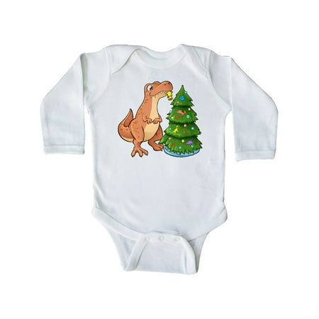 

Inktastic Tyrannosaurus Rex Decorating Christmas Tree Gift Baby Boy or Baby Girl Long Sleeve Bodysuit