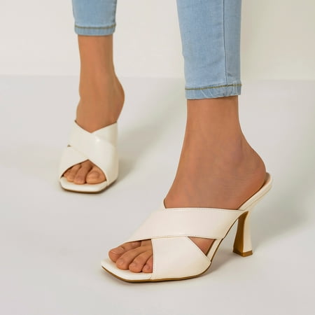 Women‘s Cross Strap Chunky High Heels Solid Color Square Toe Slip On Sandals Open Toe Slippers
Women‘s Cross Strap Chunky High Heels Solid Color Square Toe Slip On Sandals Open Toe Slippers